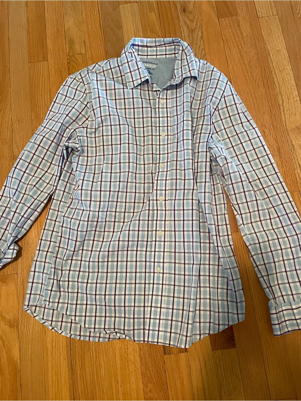 Light Blue Plaid Button-Down Shirt